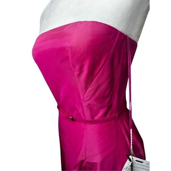 NWT ASPESI Italy Fuchsia strapless silk midi dress size EU40-US 4 - Picture 6 of 13